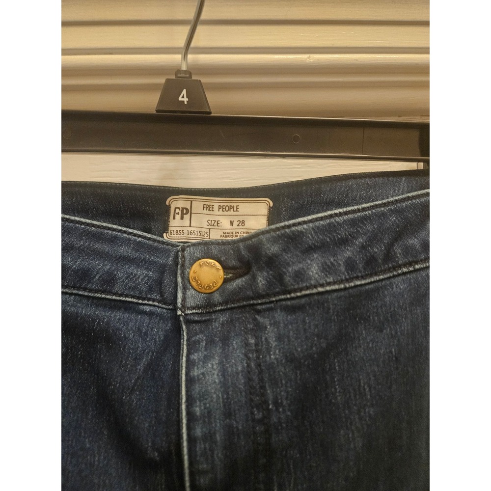 Free People Just Float On Flare Jeans Dark Wash Raw Hem High Rise W28 OB1030366